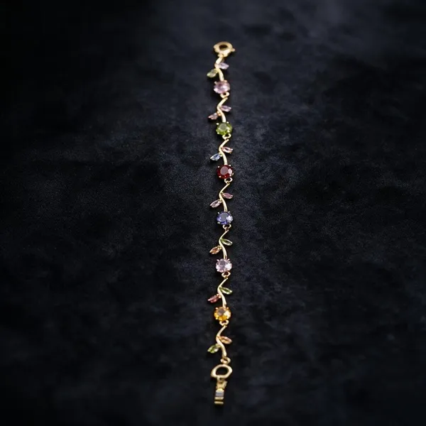 Gold_Tone_Multicolour_Stone_Leaf_Bracelet_For_Women