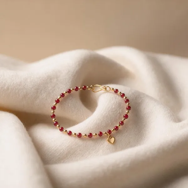 Red_Beaded_Gold_Tone_Anklet_For_Women