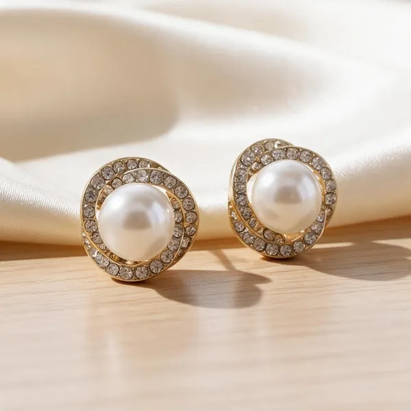 Gold_Tone_Pearl_Stud_Earrings_For_Women