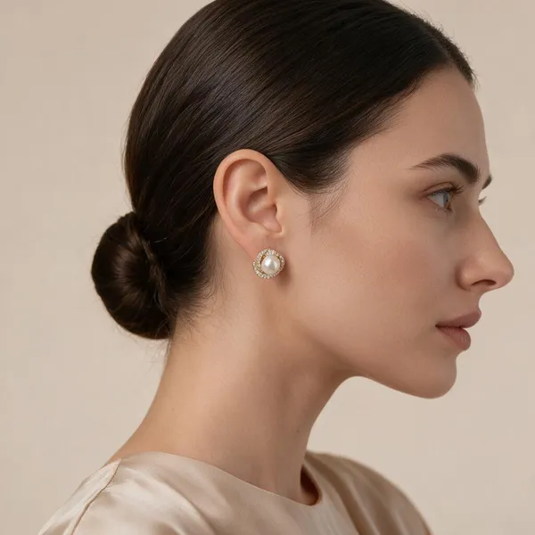 Gold_Tone_Pearl_Stud_Earrings_For_Women