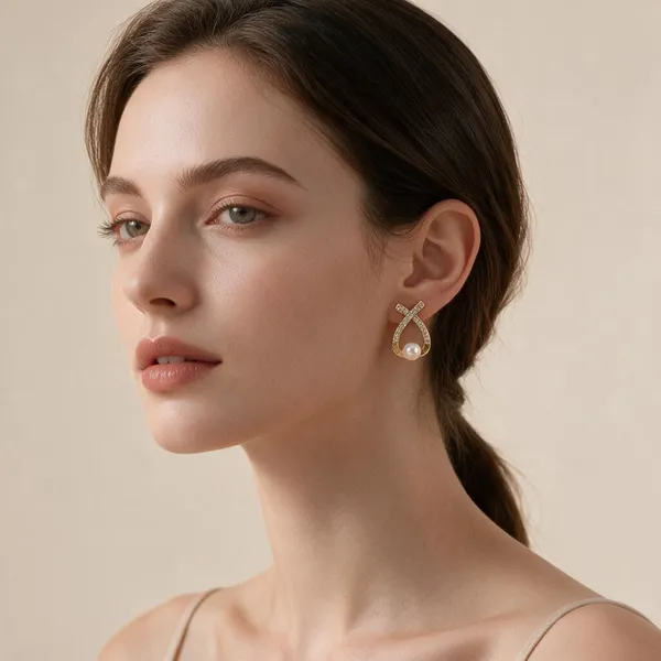Gold_Tone_Pearl_Stud_Earrings_For_Women