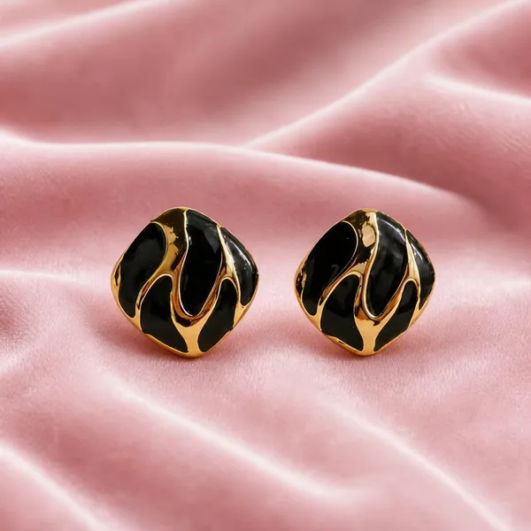 Black_Gold_Tone_Stud_Earrings_For_Women