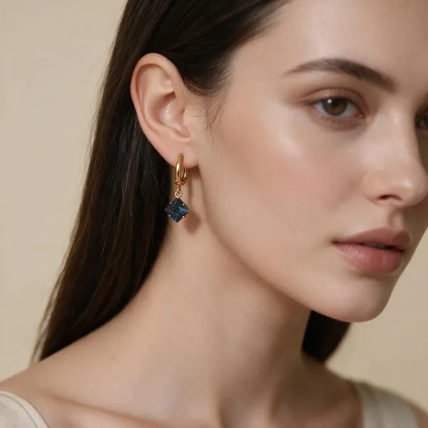 Gold_Tone_Blue_Stone_Drop_Earrings_For_Women