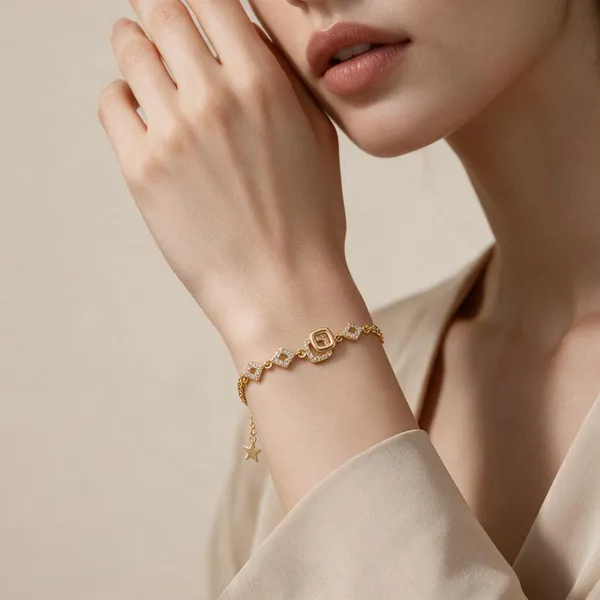 Gold_Tone_Stone_Accent_Bracelet_For_Women