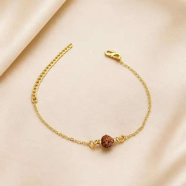 Gold_Tone_Rudraksha_Bead_Chain_Bracelet_For_Men_And_Women