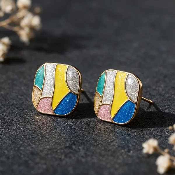 Multicolour_Geometric_Stud_Earrings_For_Women