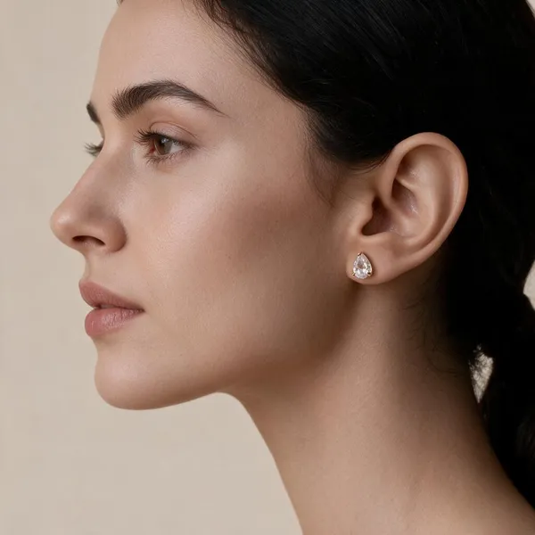 Gold_Tone_Teardrop_Stud_Earrings_For_Women