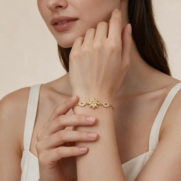 Gold_Tone_Floral_Bracelet_For_Women
