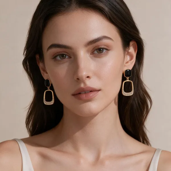 Black_Gold_Tone_Geometric_Drop_Earrings_For_Women