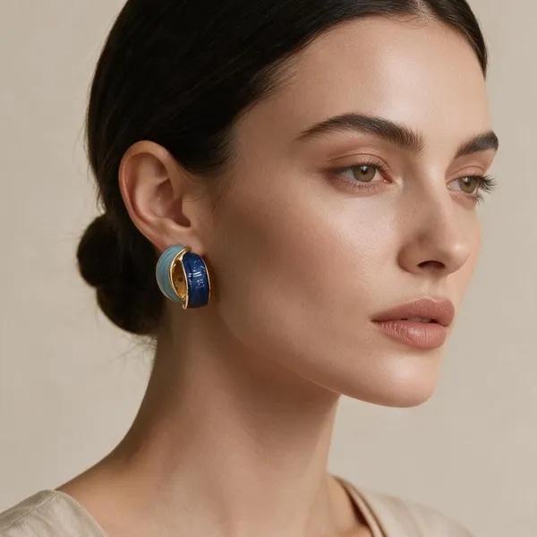 Blue_Enamel_Hoop_Earrings_For_Women