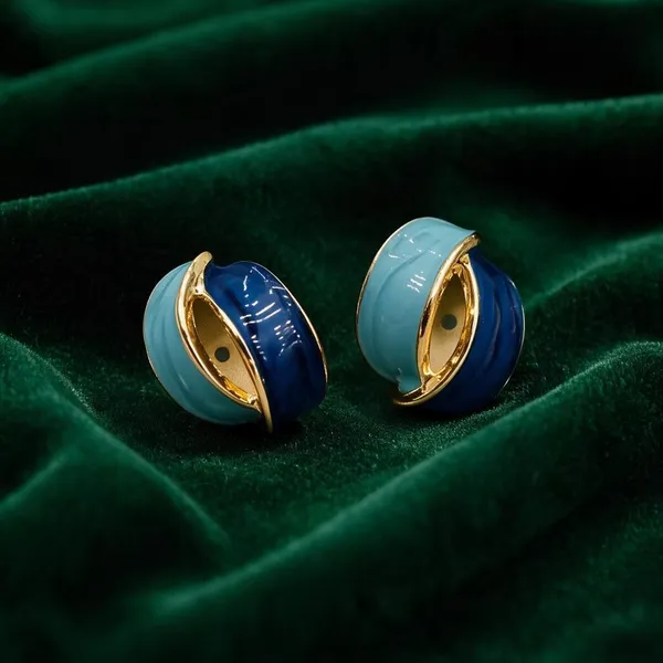 Blue_Enamel_Hoop_Earrings_For_Women