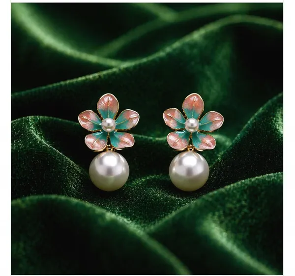 Pink_Stainless_Steel_Drop_Earrings_For_Women