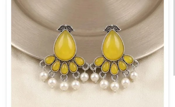 Yellow_Stainless_Steel_Chandelier_Earrings_For_Women