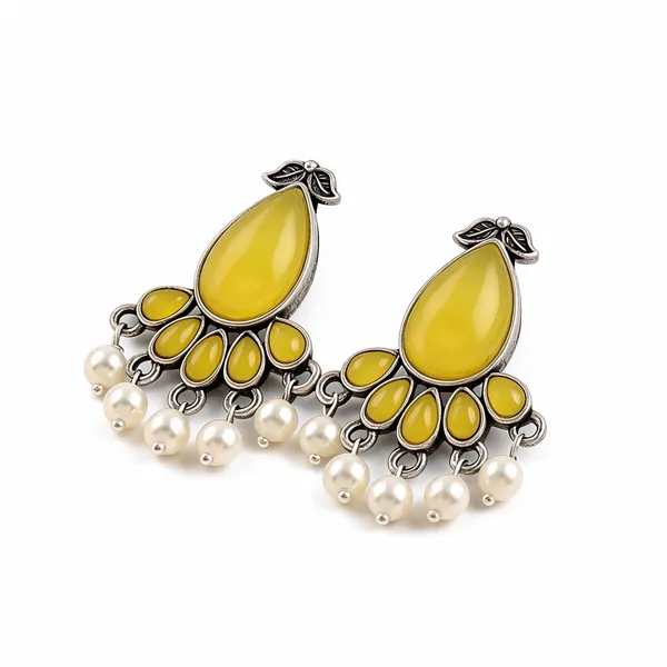Yellow_Stainless_Steel_Chandelier_Earrings_For_Women