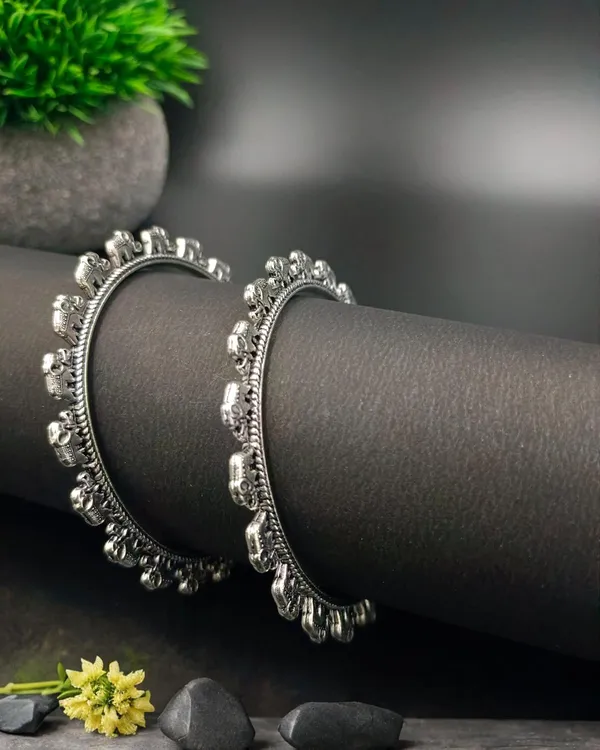 Oxidized_Elephant_Kada_Bracelet