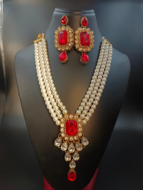 Perl_Red_Necklace_Set