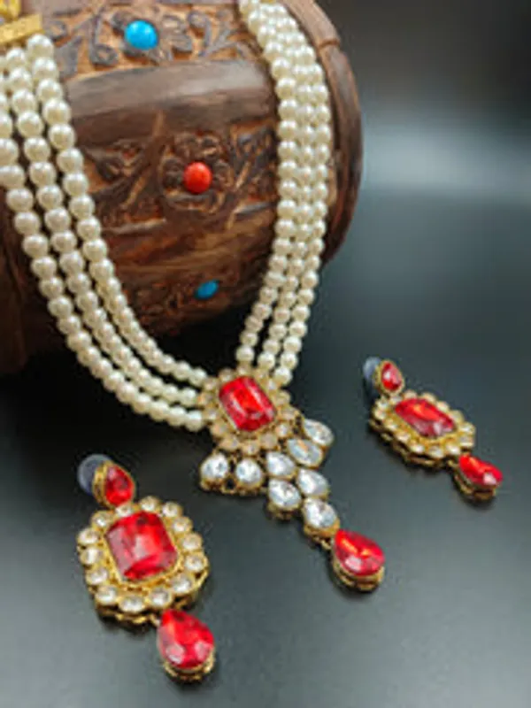 Perl_Red_Necklace_Set
