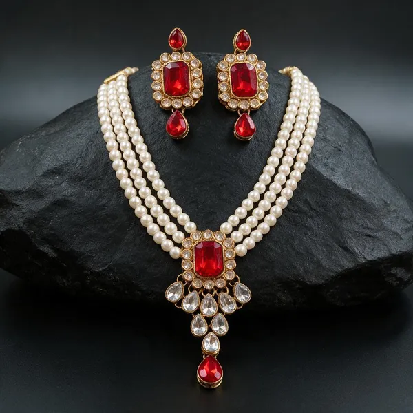 Perl_Red_Necklace_Set
