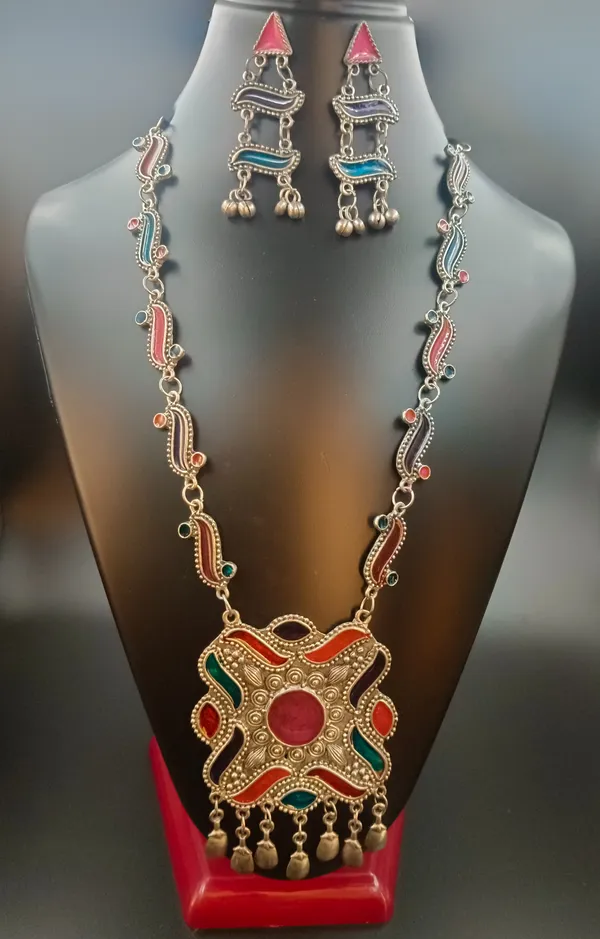 Oxidise_Afgani_Multicolor_Long_Necklace
