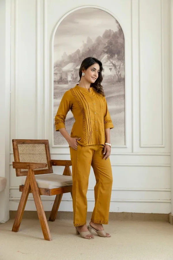 Mustard_Embroidered_Kurta_Set_For_Women