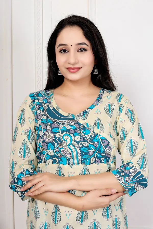 Cream_Printed_Straight_Kurti_For_Women
