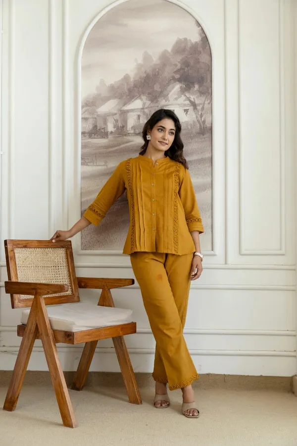 Mustard_Embroidered_Kurta_Set_For_Women