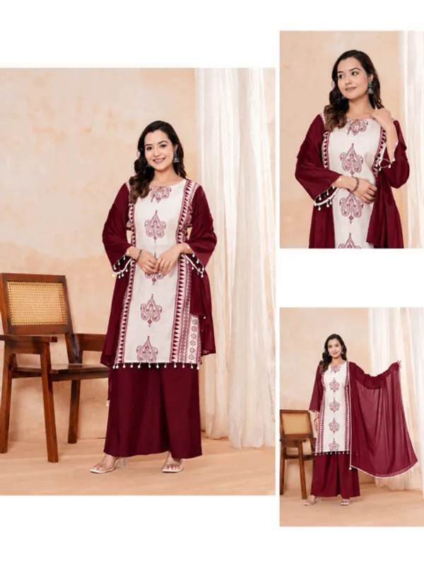 Maroon_Printed_Straight_Kurta_Set_For_Women
