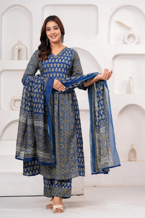 Blue_Printed_Anarkali_Kurta_Set_For_Women