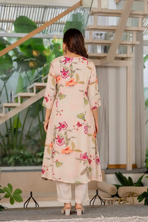 Peach_Floral_Print_Muslin_Straight_Kurta_Pant_Dupatta_Set_For_Women