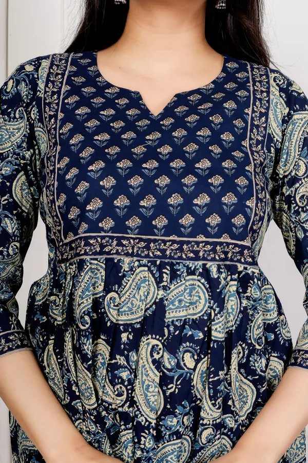 Blue_Printed_Straight_Kurti_For_Women