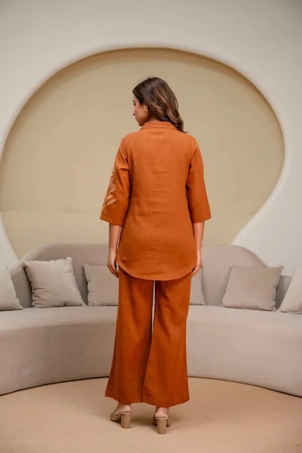 Rust_Embroidered_Kurta_Set_For_Women