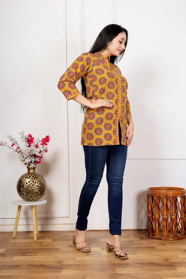 Yellow_Printed_Tunic_Top_For_Women