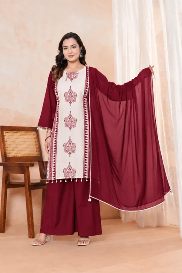 Maroon_Printed_Straight_Kurta_Set_For_Women