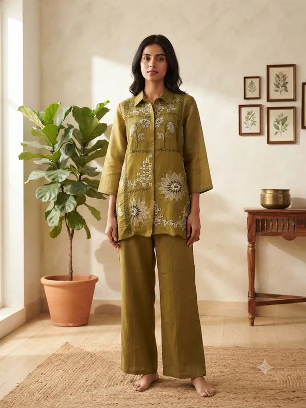 Olive_Printed_Kurta_Pant_Set_For_Women