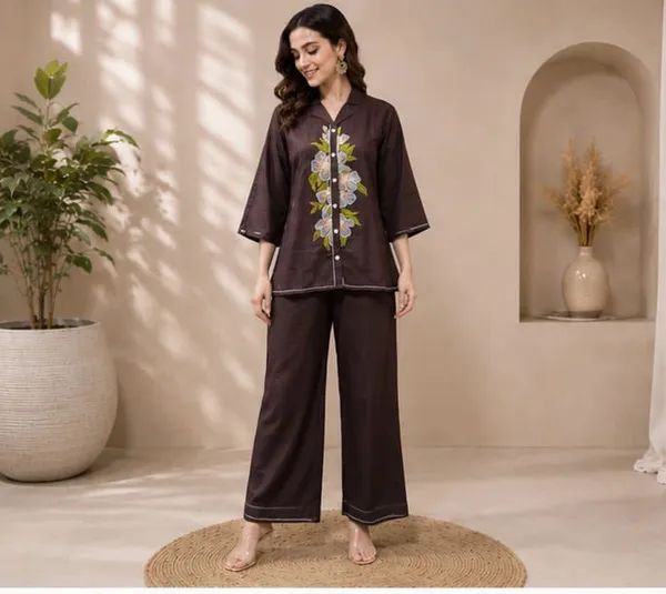 Brown_Printed_Cotton_Rayon_Relaxed_Fit_Co_Ord_Set_For_Women