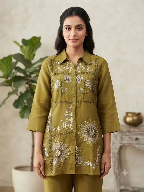 Olive_Printed_Kurta_Pant_Set_For_Women