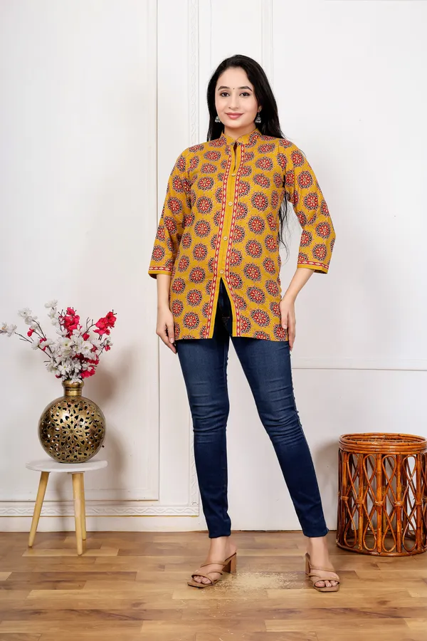 Yellow_Printed_Tunic_Top_For_Women