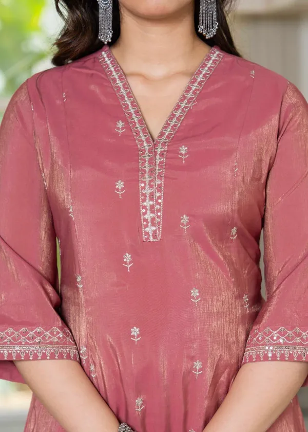 Pink_Printed_Chanderi_Straight_Kurta_Pant_Dupatta_Set_For_Women