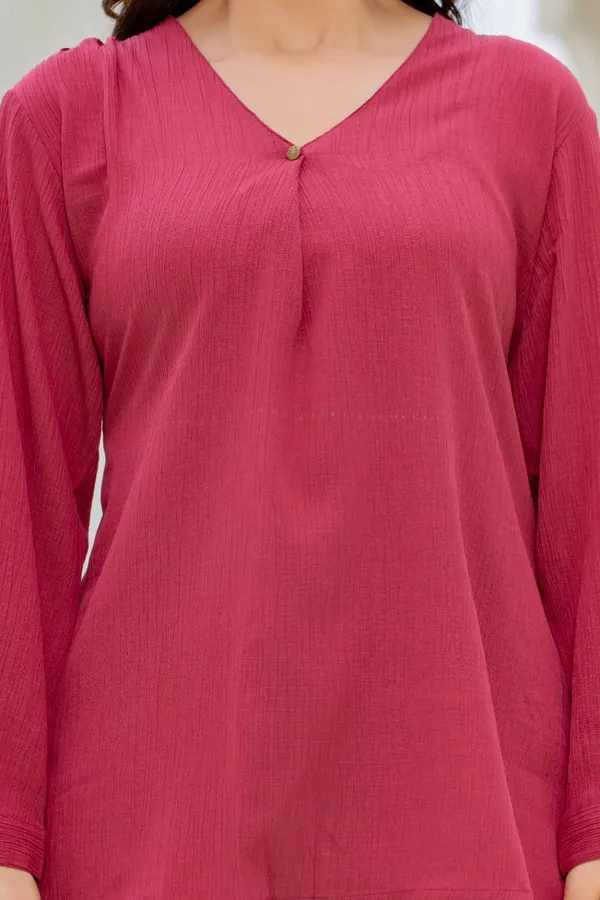Maroon_Textured_Relaxed_Fit_Co_Ord_Set_For_Women