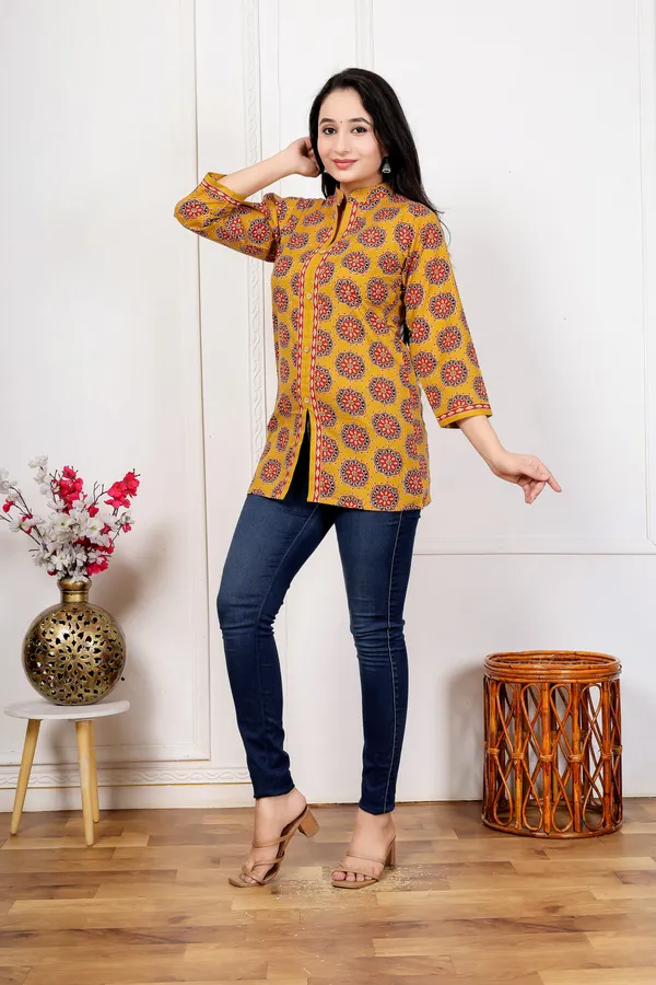 Yellow_Printed_Tunic_Top_For_Women