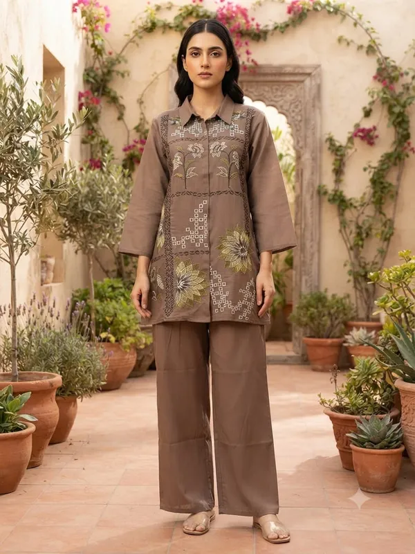 Brown_Printed_Straight_Kurta_Palazzo_Set_For_Women