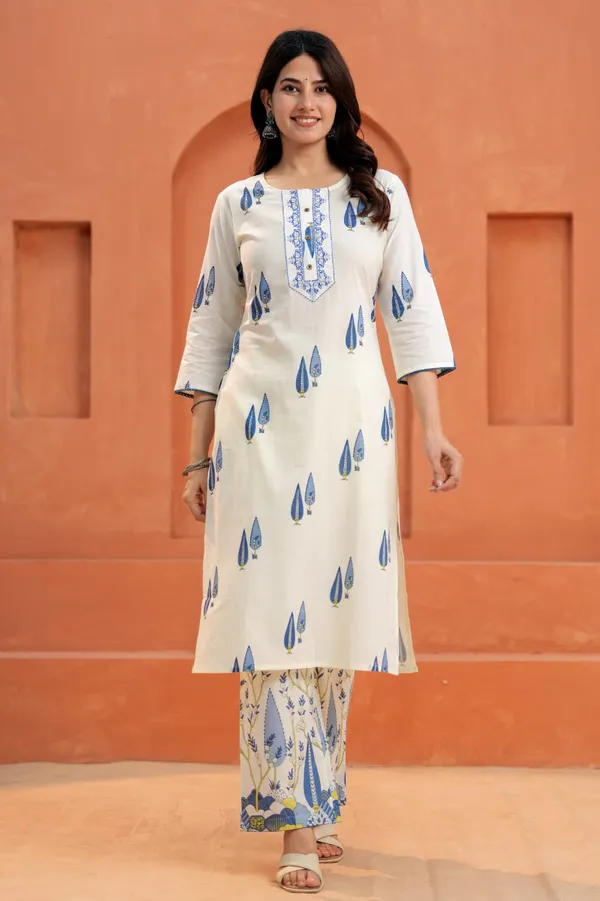 Cream_Printed_Cotton_Straight_Kurta_Pant_Dupatta_Set_For_Women