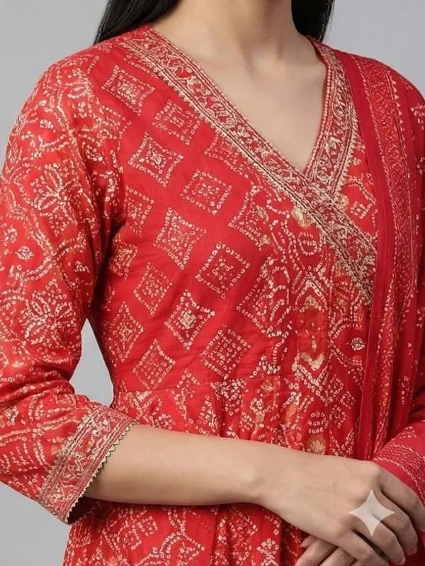 Red_Printed_Chanderi_Straight_Kurta_Pant_Dupatta_Set_For_Women