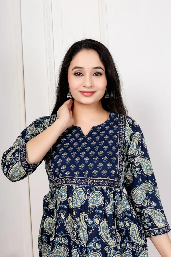 Blue_Printed_Straight_Kurti_For_Women