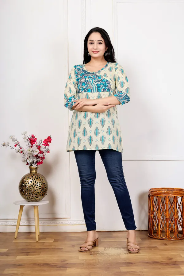 Cream_Printed_Straight_Kurti_For_Women