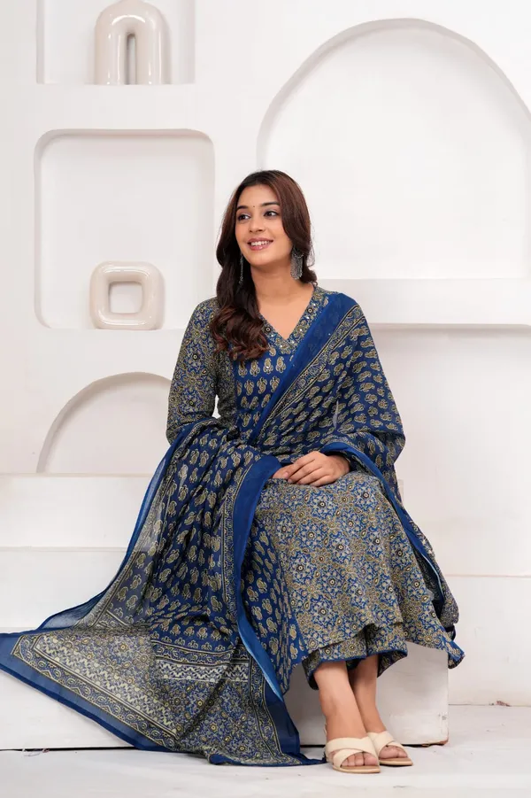 Blue_Printed_Anarkali_Kurta_Set_For_Women