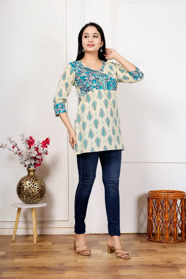Cream_Printed_Straight_Kurti_For_Women
