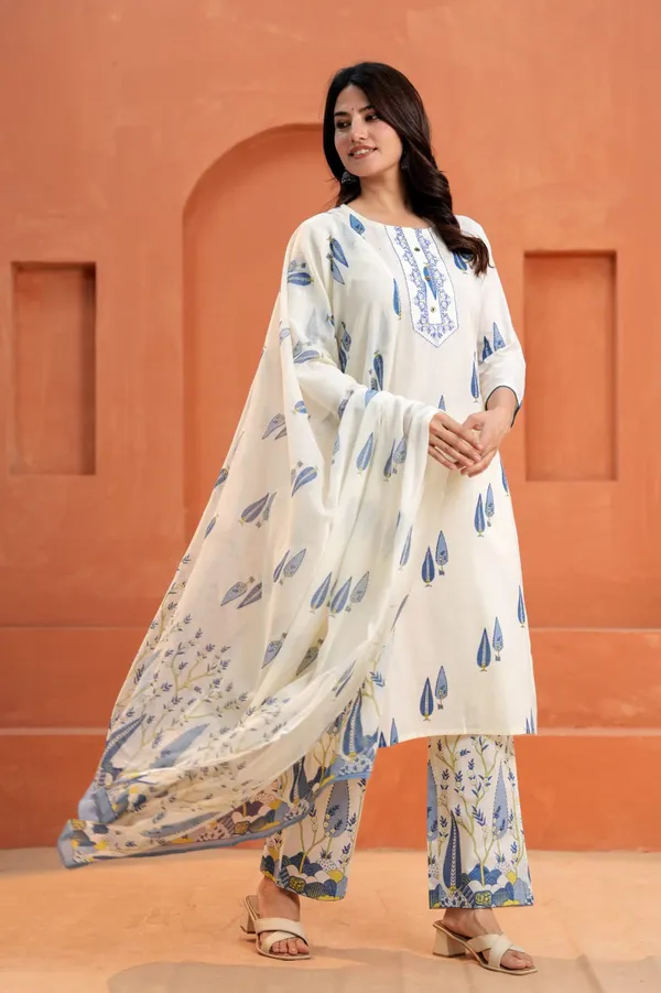 Cream_Printed_Cotton_Straight_Kurta_Pant_Dupatta_Set_For_Women