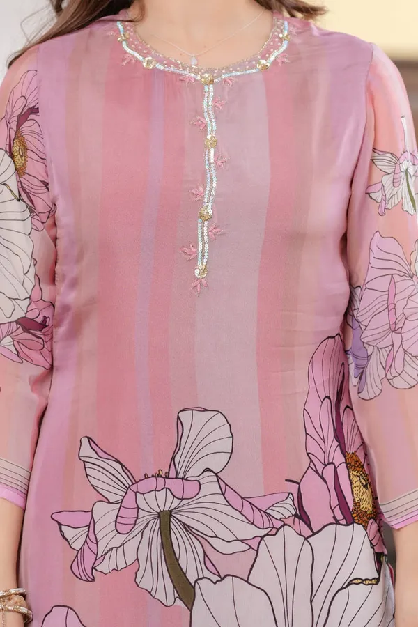 Pink_Floral_Print_Organza_Straight_Kurta_Pant_Dupatta_Set_For_Women