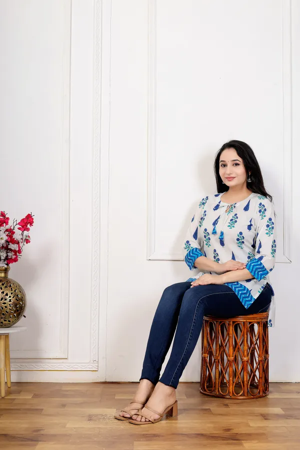 White_Printed_Straight_Kurti_For_Women